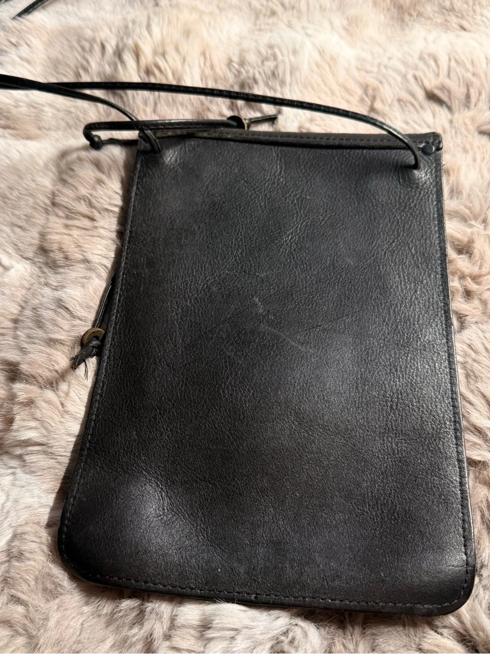 Crossbody Bag Leather Mask Handcrafted African Tribal Face- scratches on buttons